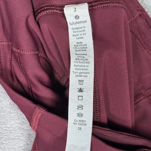 Lululemon Speed Up Tight 28” Reflective Burgundy Red Size 2 - Picture 5 of 7